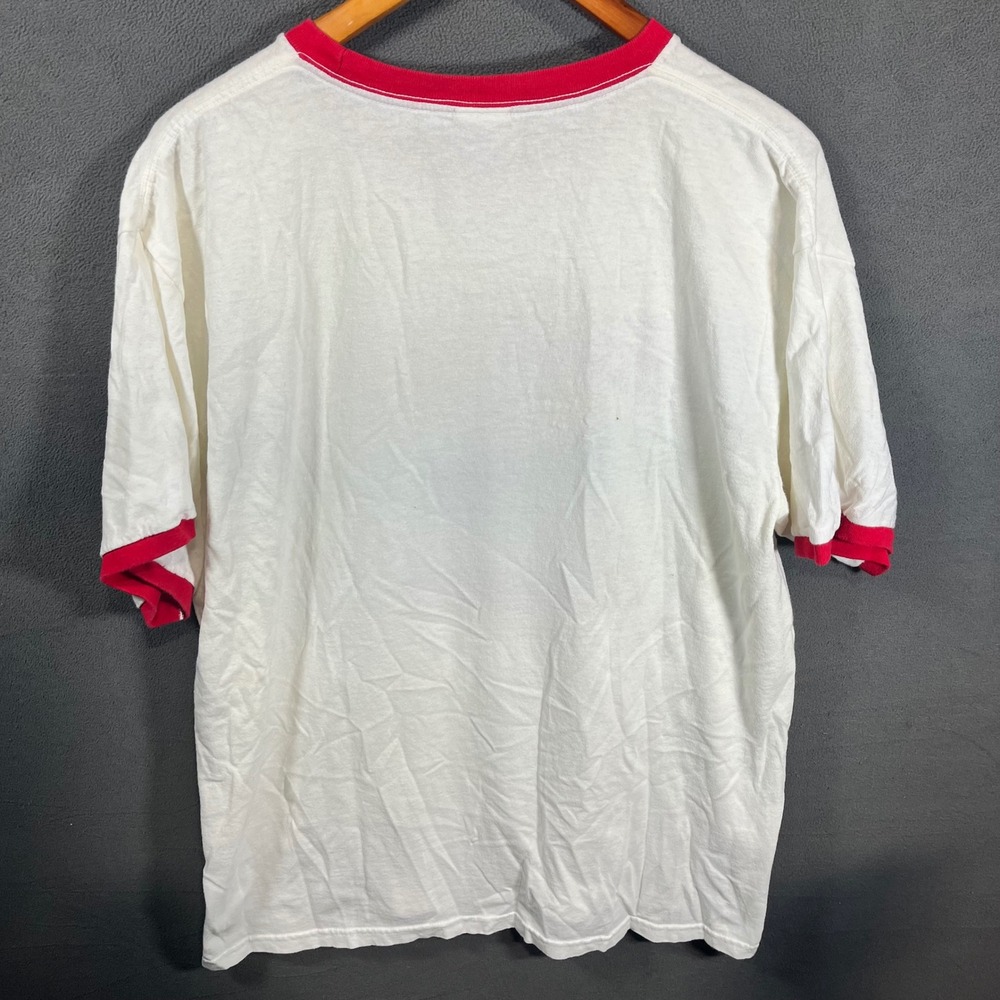 Anvil Kansas Jayhawks Ringer T-Shirt Mens XL White Red Vintage Collegiate - Picture 5 of 8